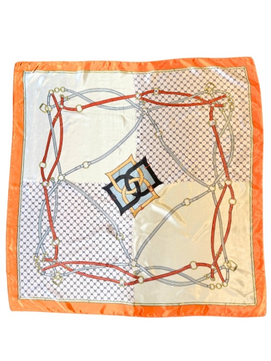 Accessories - WOMEN'S ORANGE SILKY FEEL ABSTRACT PRINTED SQUARE SCARF - NEW IN PACKAGE